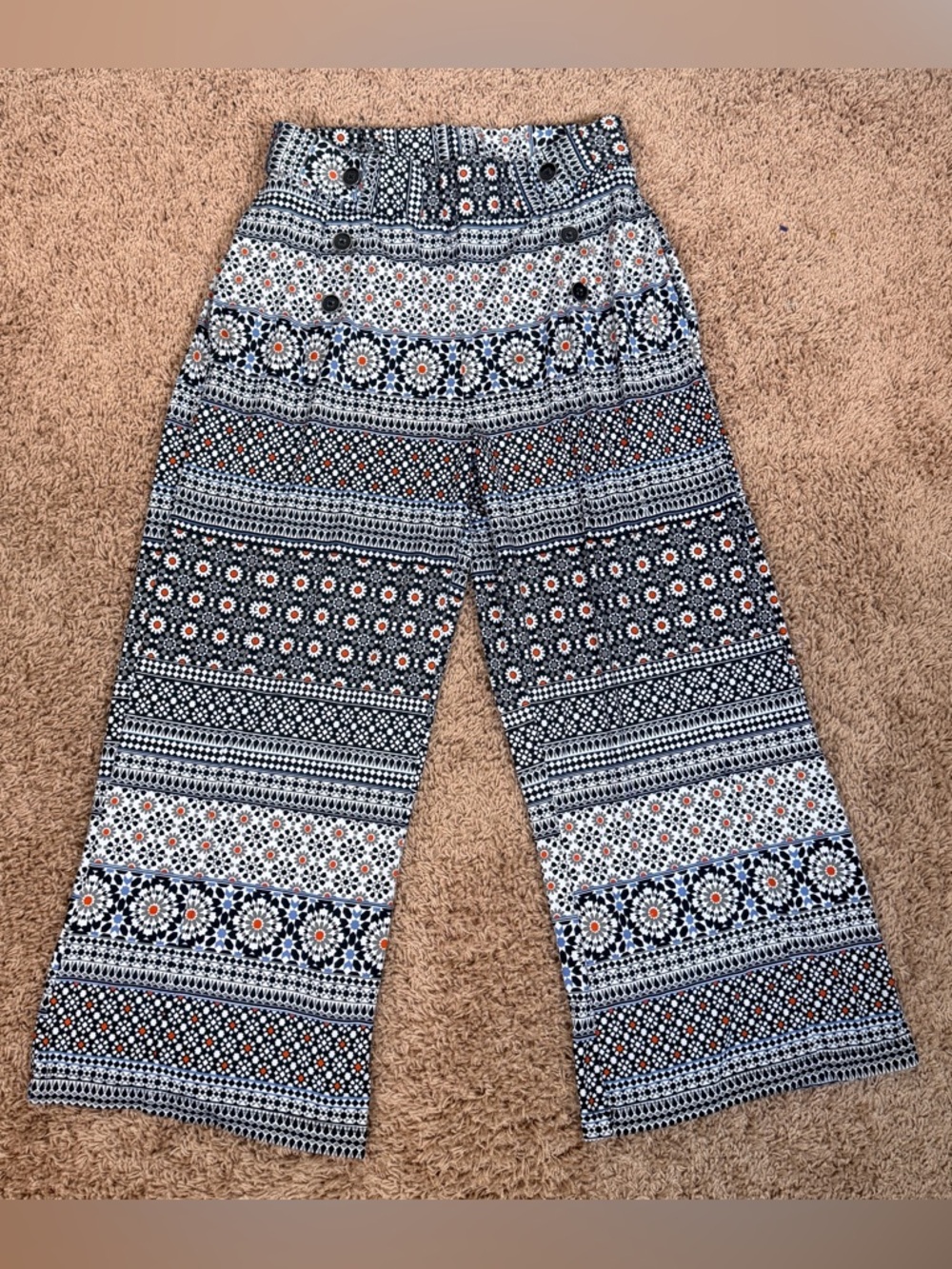 Robert Louis Women’s Size Medium Boho Patterned Wide-Leg Sailor Flowy Pants